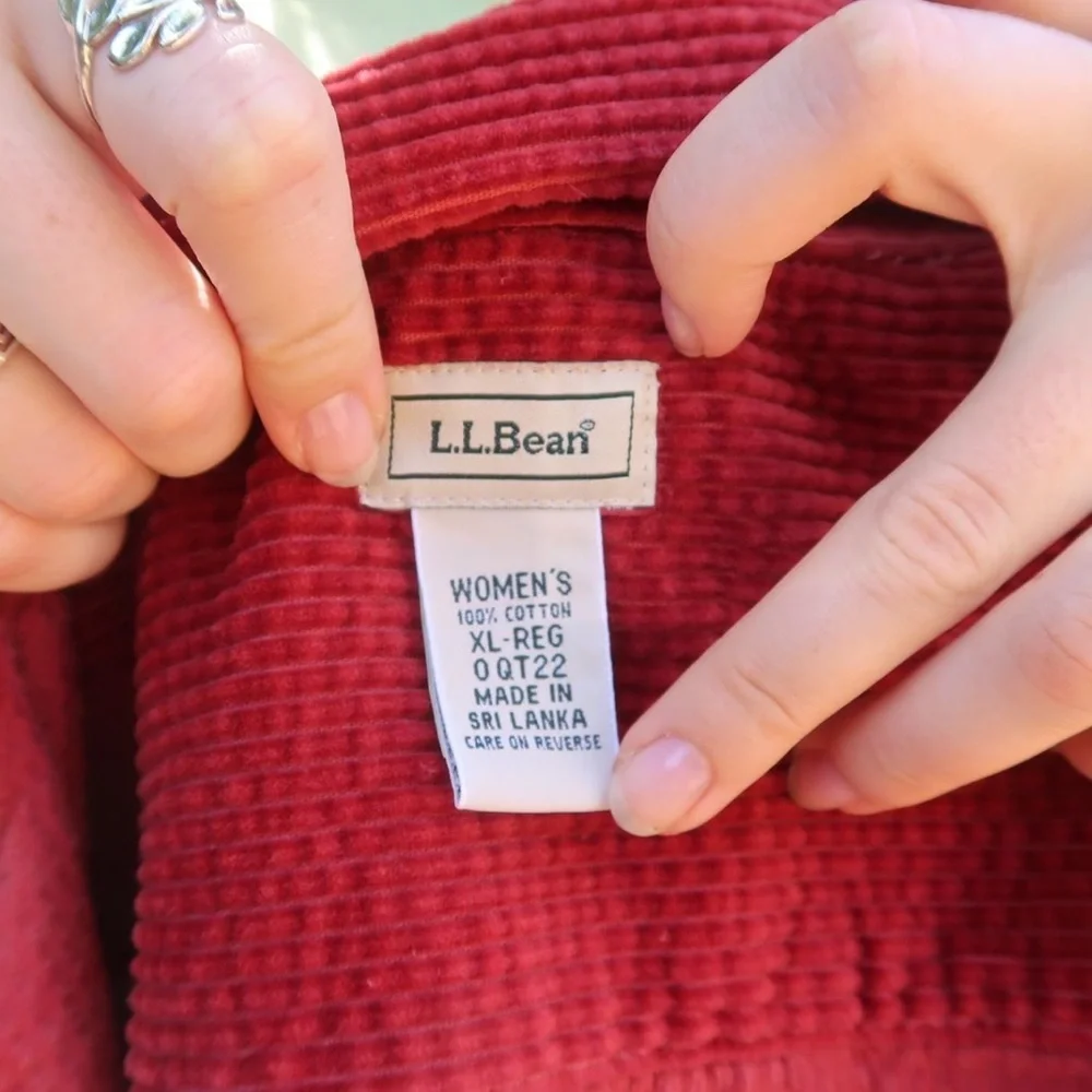 Vintage LL Bean Red Corduroy Button-Up Shirt size XL 100% cotton - Picture 4 of 4